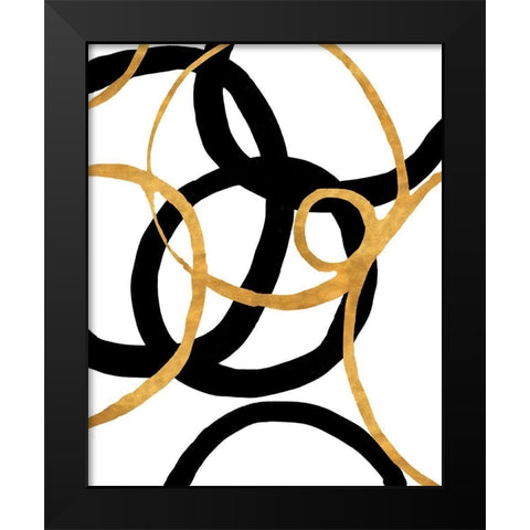 Black and Gold Stroke II Black Modern Wood Framed Art Print by Morris, Megan