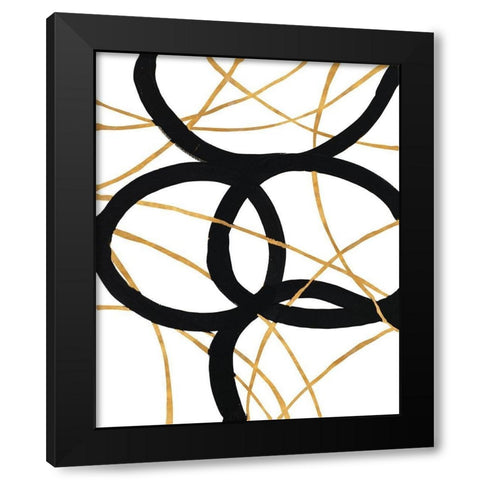 Black and Gold Stroke I Black Modern Wood Framed Art Print by Morris, Megan