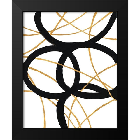 Black and Gold Stroke I Black Modern Wood Framed Art Print by Morris, Megan