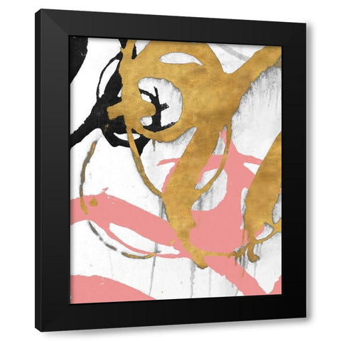 Rose Gold Strokes I Black Modern Wood Framed Art Print by Morris, Megan