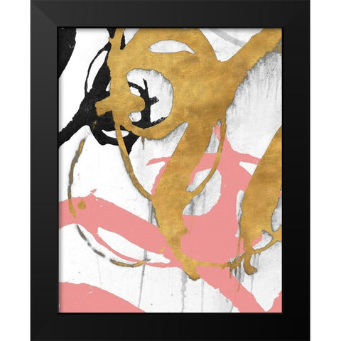 Rose Gold Strokes I Black Modern Wood Framed Art Print by Morris, Megan