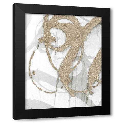 Gold Sparkle Strokes I Black Modern Wood Framed Art Print by Morris, Megan