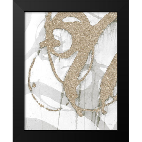 Gold Sparkle Strokes I Black Modern Wood Framed Art Print by Morris, Megan
