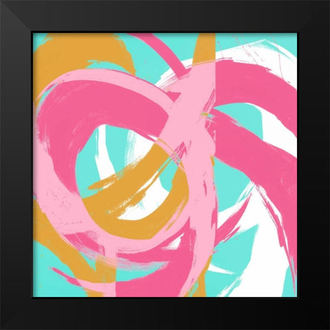 Pink Circular Strokes II Black Modern Wood Framed Art Print by Morris, Megan