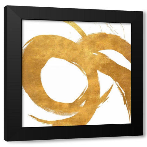 Gold Circular Strokes II Black Modern Wood Framed Art Print by Morris, Megan