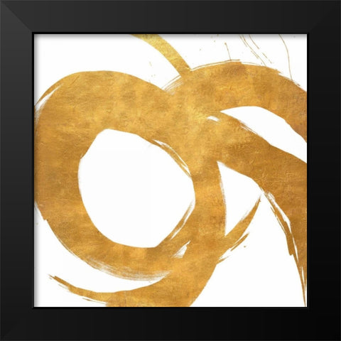 Gold Circular Strokes II Black Modern Wood Framed Art Print by Morris, Megan