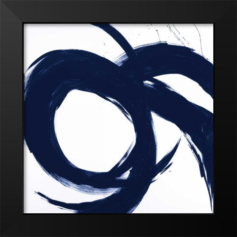 Navy Circular Strokes II Black Modern Wood Framed Art Print by Morris, Megan