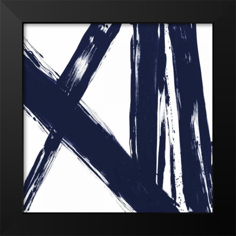 Strokes in Navy II Black Modern Wood Framed Art Print by Morris, Megan