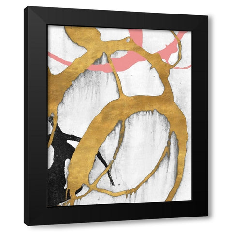 Rose Gold Strokes II Black Modern Wood Framed Art Print with Double Matting by Morris, Megan