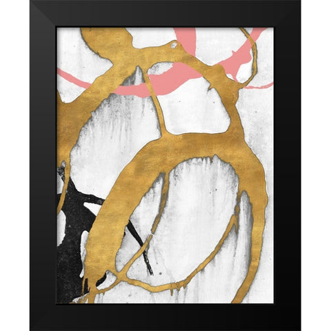 Rose Gold Strokes II Black Modern Wood Framed Art Print by Morris, Megan