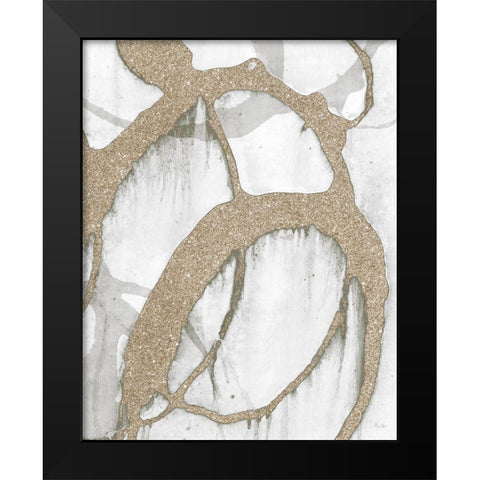 Gold Sparkle Strokes II Black Modern Wood Framed Art Print by Morris, Megan