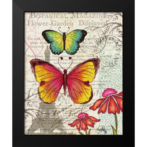 Paris Butterflies I Black Modern Wood Framed Art Print by Medley, Elizabeth
