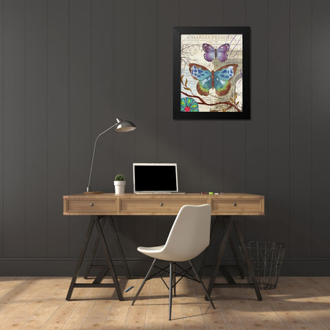 Paris Butterflies II Black Modern Wood Framed Art Print by Medley, Elizabeth