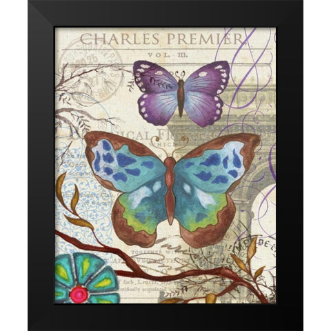 Paris Butterflies II Black Modern Wood Framed Art Print by Medley, Elizabeth