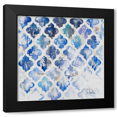 Blue Quatrefoil II Black Modern Wood Framed Art Print by Pinto, Patricia