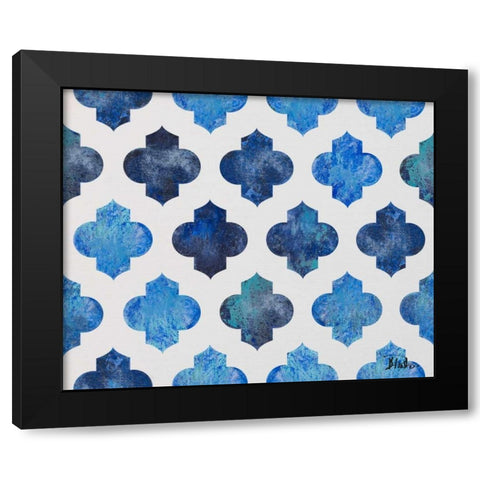 Clean Blue Quatrefoil I Black Modern Wood Framed Art Print with Double Matting by Pinto, Patricia