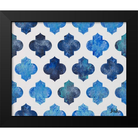 Clean Blue Quatrefoil I Black Modern Wood Framed Art Print by Pinto, Patricia