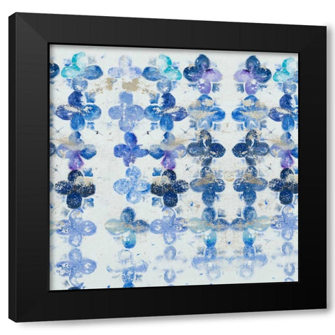 Blue Quatrefoil IV Black Modern Wood Framed Art Print with Double Matting by Pinto, Patricia