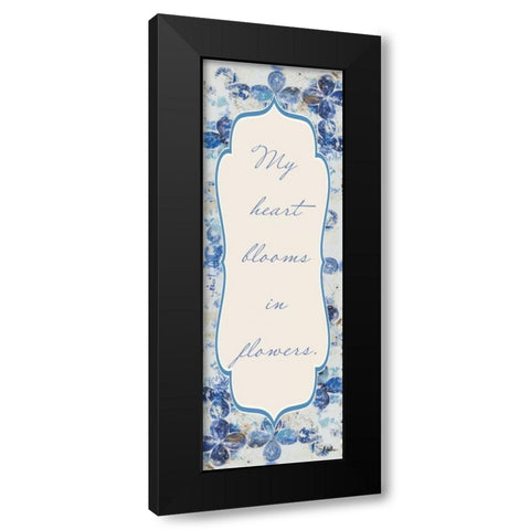 Blue Quadrefoil With Words II Black Modern Wood Framed Art Print with Double Matting by Pinto, Patricia