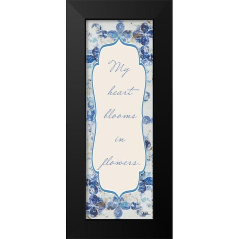 Blue Quadrefoil With Words II Black Modern Wood Framed Art Print by Pinto, Patricia