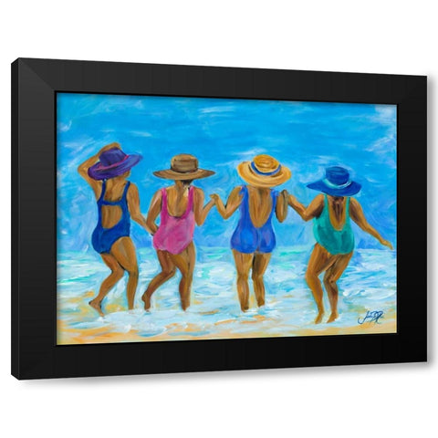 Ladies on the Beach I Black Modern Wood Framed Art Print by DeRice, Julie