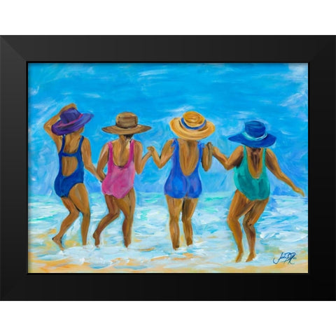 Ladies on the Beach I Black Modern Wood Framed Art Print by DeRice, Julie