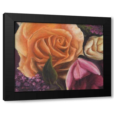 Among the Roses Black Modern Wood Framed Art Print by Johnson, Walt