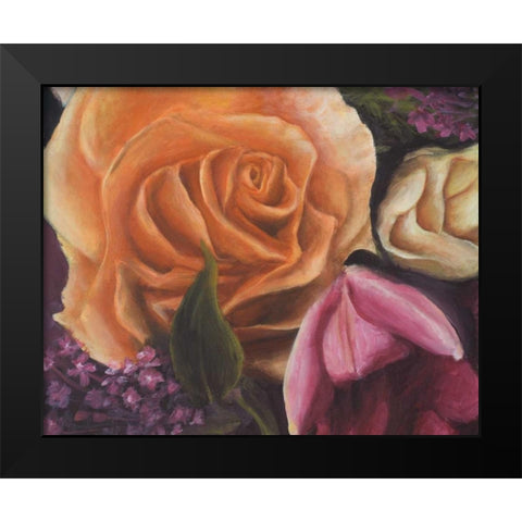 Among the Roses Black Modern Wood Framed Art Print by Johnson, Walt