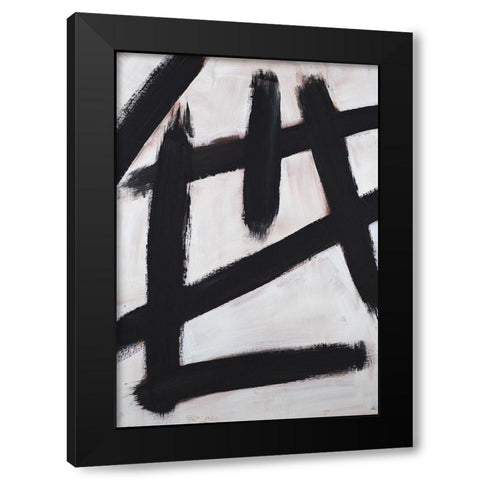 Ink Strokes Black Modern Wood Framed Art Print with Double Matting by Johnson, Walt