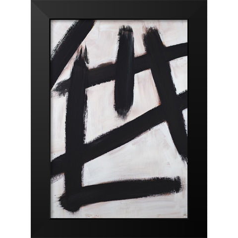 Ink Strokes Black Modern Wood Framed Art Print by Johnson, Walt