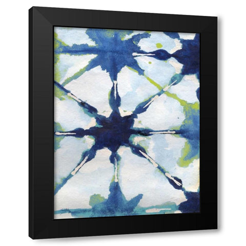 Green and Blue Shibori II Black Modern Wood Framed Art Print with Double Matting by Medley, Elizabeth