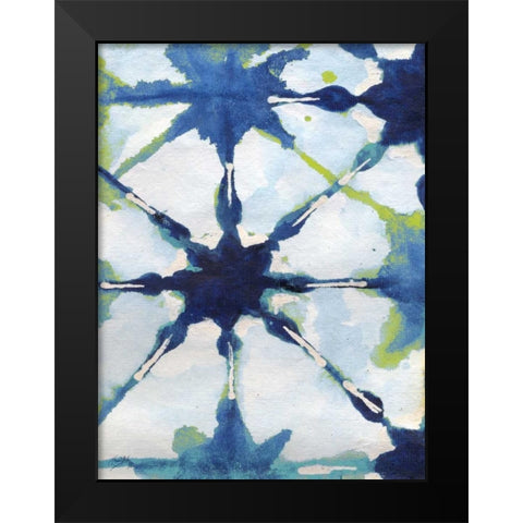 Green and Blue Shibori II Black Modern Wood Framed Art Print by Medley, Elizabeth
