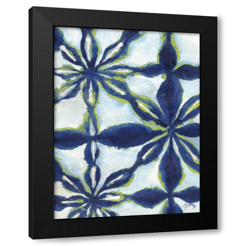 Green and Blue Shibori I Black Modern Wood Framed Art Print with Double Matting by Medley, Elizabeth