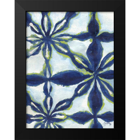 Green and Blue Shibori I Black Modern Wood Framed Art Print by Medley, Elizabeth