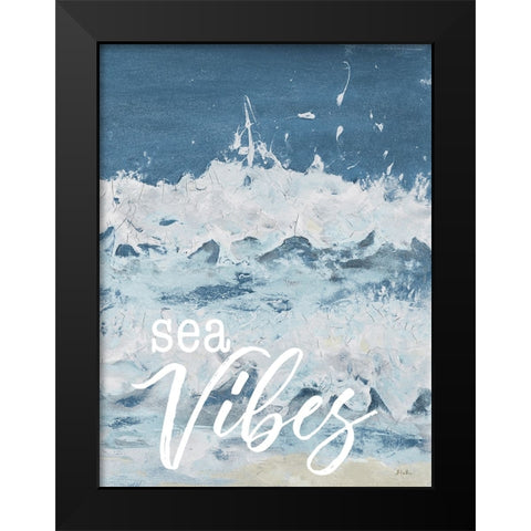 Sea Vibes Black Modern Wood Framed Art Print by Pinto, Patricia