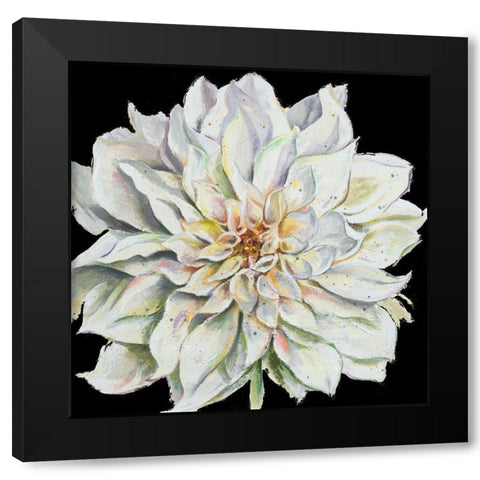 Dahlia On Black Black Modern Wood Framed Art Print by Pinto, Patricia