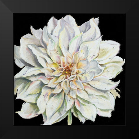Dahlia On Black Black Modern Wood Framed Art Print by Pinto, Patricia
