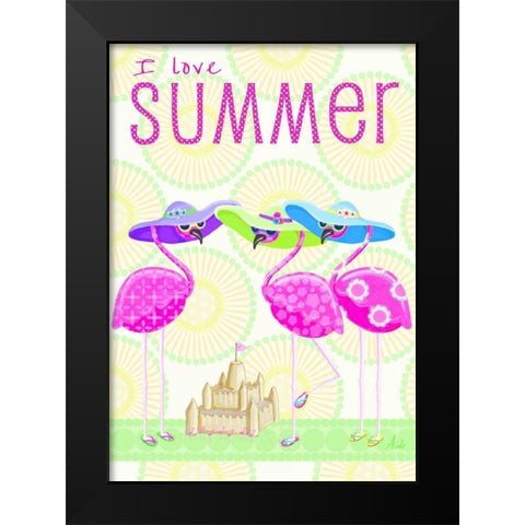 Flamingo Summer II Black Modern Wood Framed Art Print by Metz, Andi