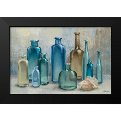 Glass Bottles Black Modern Wood Framed Art Print by Marcon, Michael