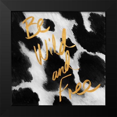 Cow Pattern Words I Black Modern Wood Framed Art Print by Loreth, Lanie