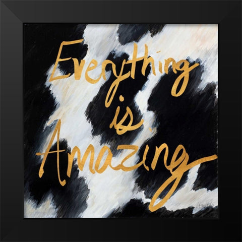 Cow Pattern Words II Black Modern Wood Framed Art Print by Loreth, Lanie