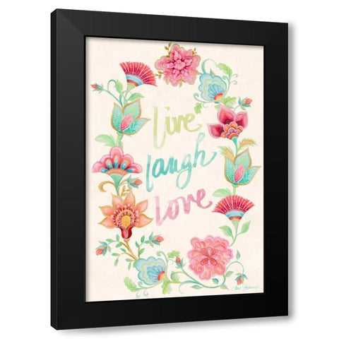 Live Laugh Love Wreath Black Modern Wood Framed Art Print by Gaynor, Janice