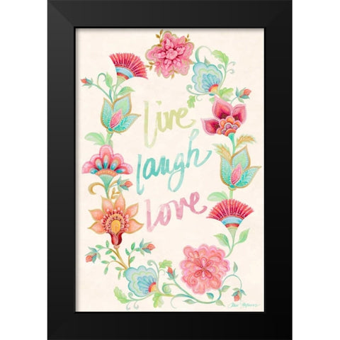 Live Laugh Love Wreath Black Modern Wood Framed Art Print by Gaynor, Janice