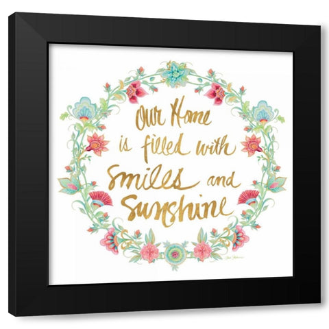 Smiles and Sunshine Gold Black Modern Wood Framed Art Print by Gaynor, Janice