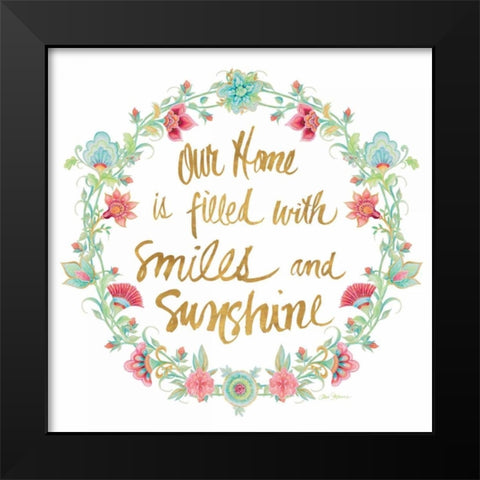 Smiles and Sunshine Gold Black Modern Wood Framed Art Print by Gaynor, Janice