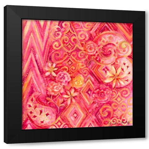 Pink Abstract Black Modern Wood Framed Art Print with Double Matting by Gaynor, Janice