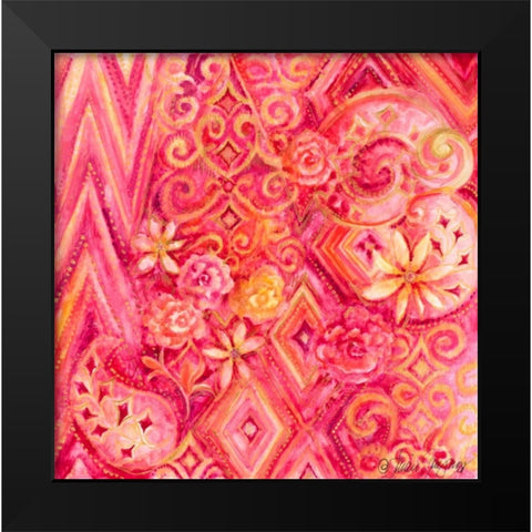 Pink Abstract Black Modern Wood Framed Art Print by Gaynor, Janice