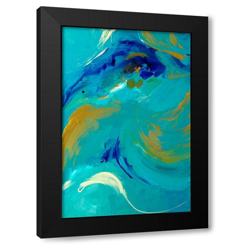 The Sea Sings in Teal Black Modern Wood Framed Art Print by Loreth, Lanie