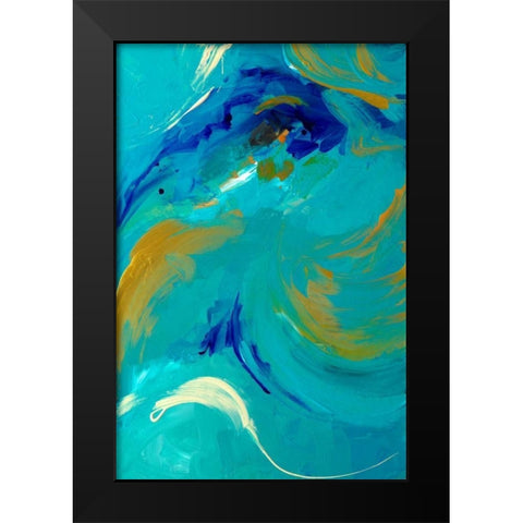 The Sea Sings in Teal Black Modern Wood Framed Art Print by Loreth, Lanie