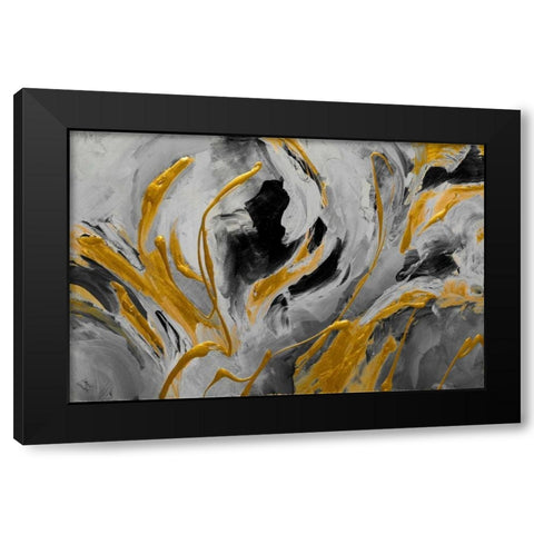 The Sea Sings in Blue and Gold Black Modern Wood Framed Art Print by Loreth, Lanie